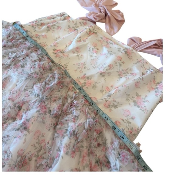 The Delfina Ribbon Dress in a Soft Petal Pink Floral Maternity Occasion Dress 3X - Picture 13 of 16